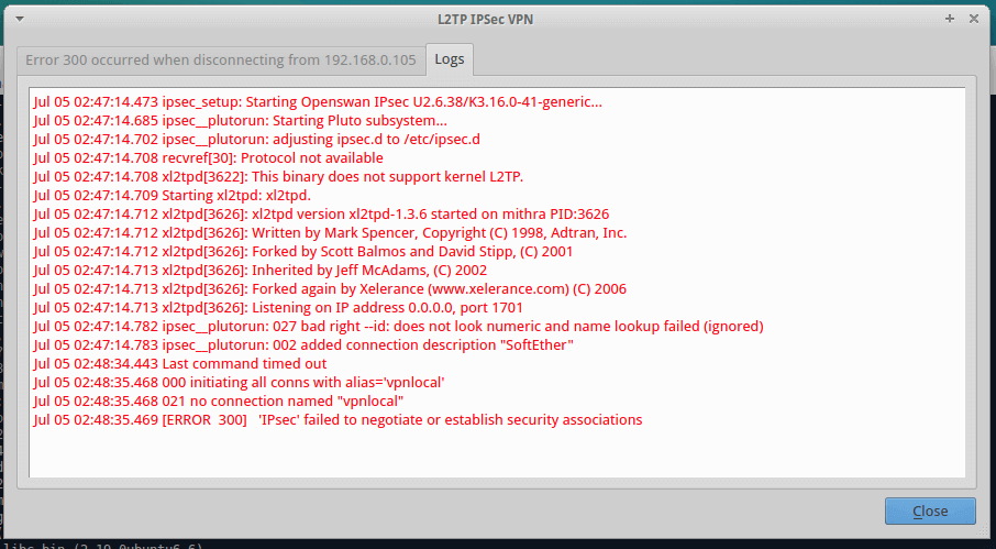 IPsec L2TP Error 300