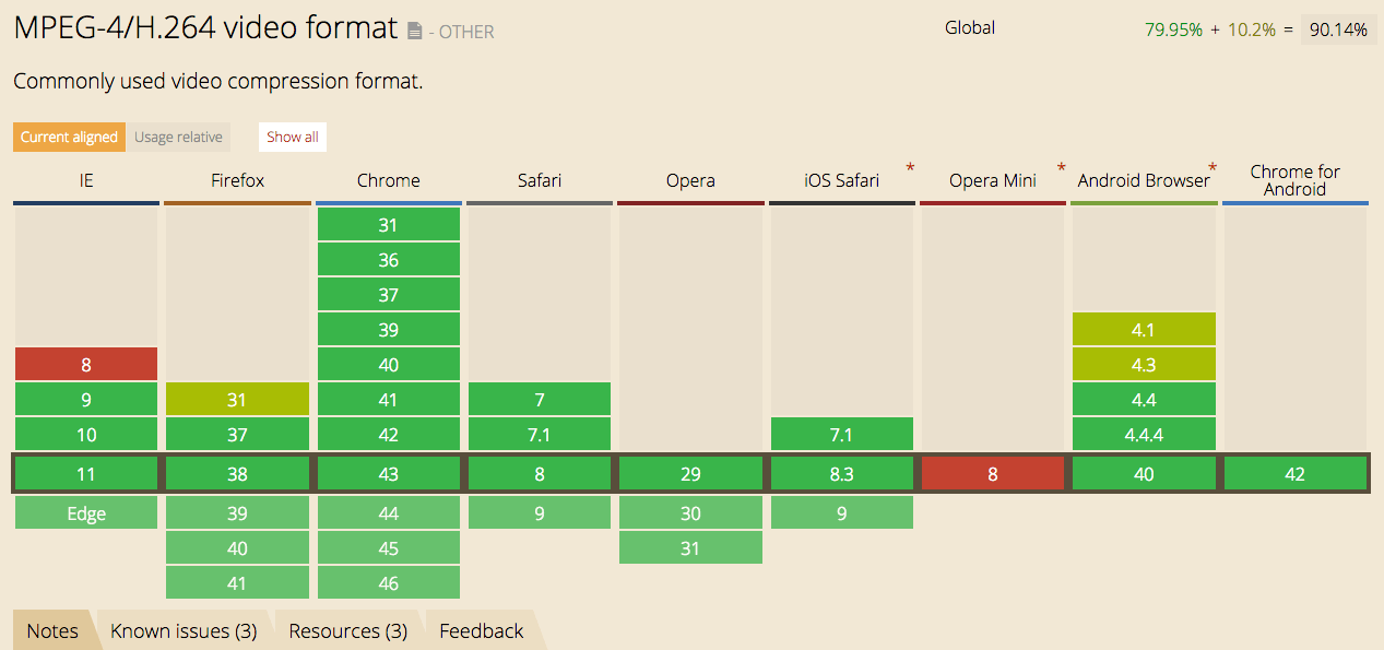 H.264 format support