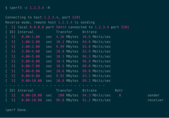 IPerf3 example output