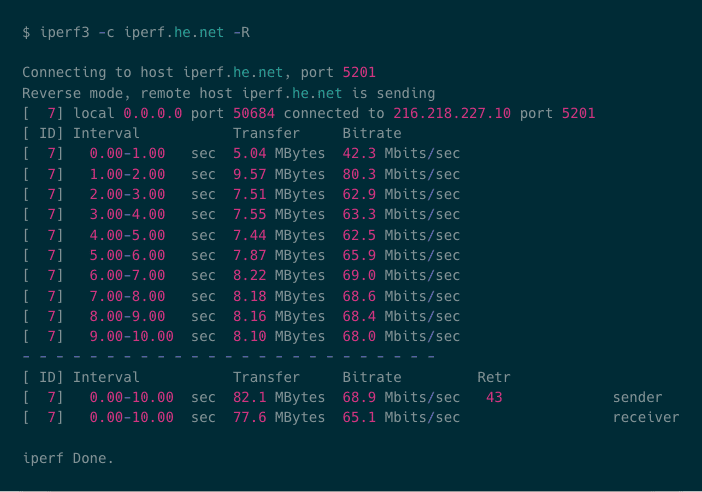 IPerf3 example output