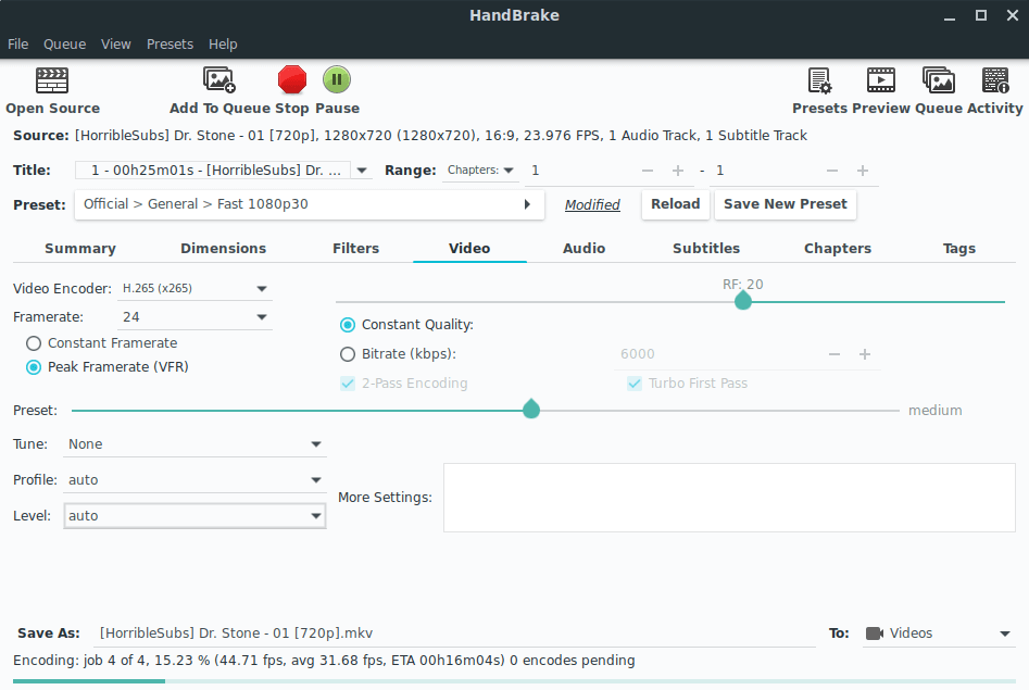 HandBrake Main GUI